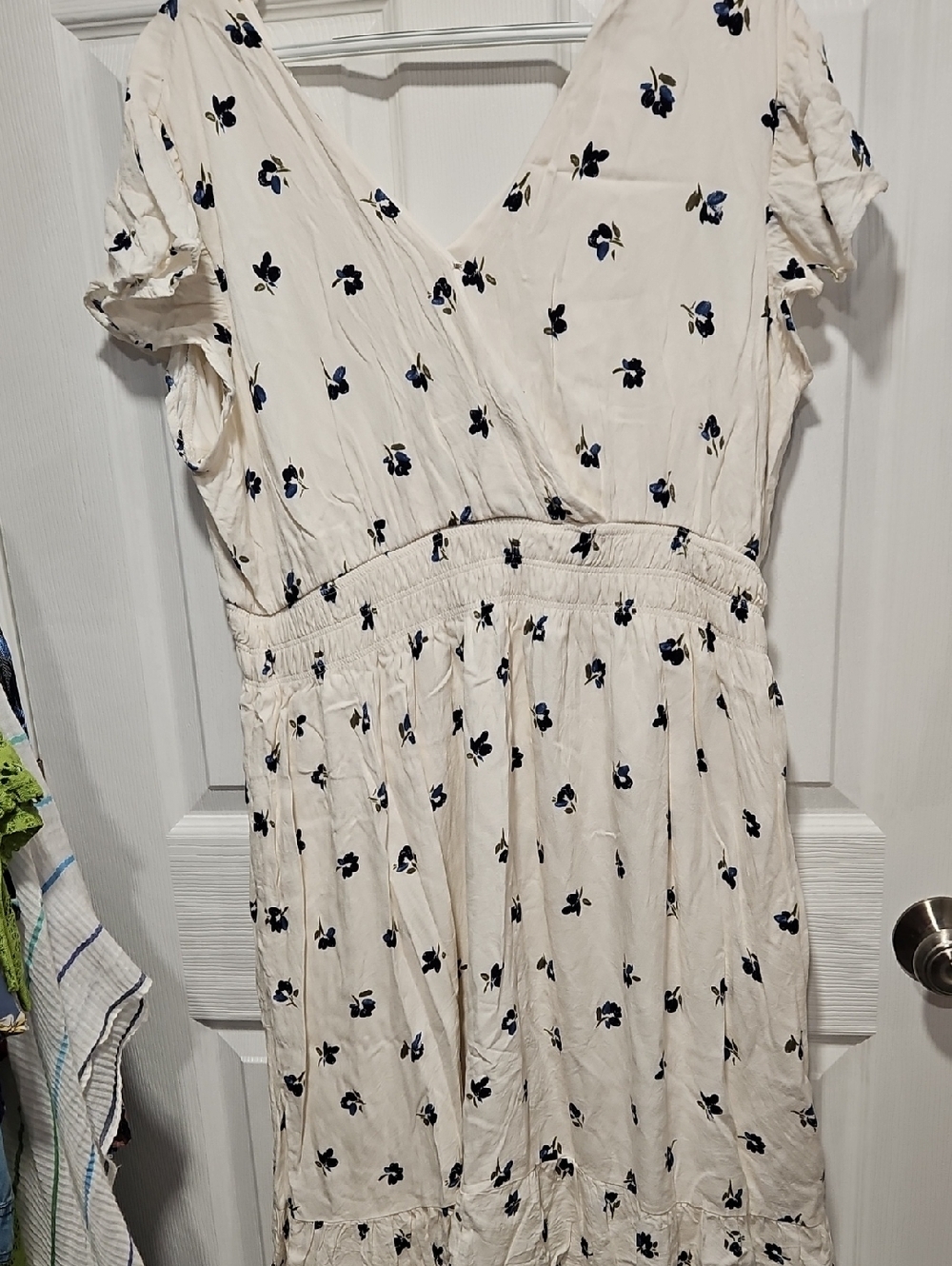 Maurices Ivory Dress with Navy Floral Accents